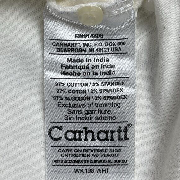 Carhartt For Women Short Sleeve Polo Shirt Size Large Ivory Cotton Golf Preppy - Picture 8 of 16